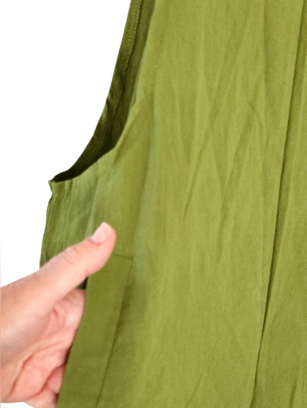 NEW Lightweight Boho Army Green Wide Leg Jumpsuit Adj Skinny Straps Pockets MED - Picture 7 of 13
